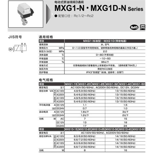 CKD喜開理電動式球閥2?3通閥MXG1-32-NT-1